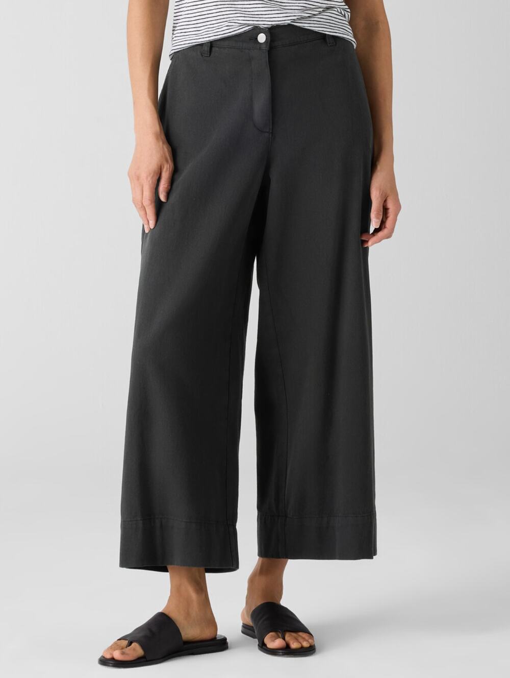 Eileen Fisher Garment Dyed Utility Pants Womens 1X Plus Washed Black Wide-Leg